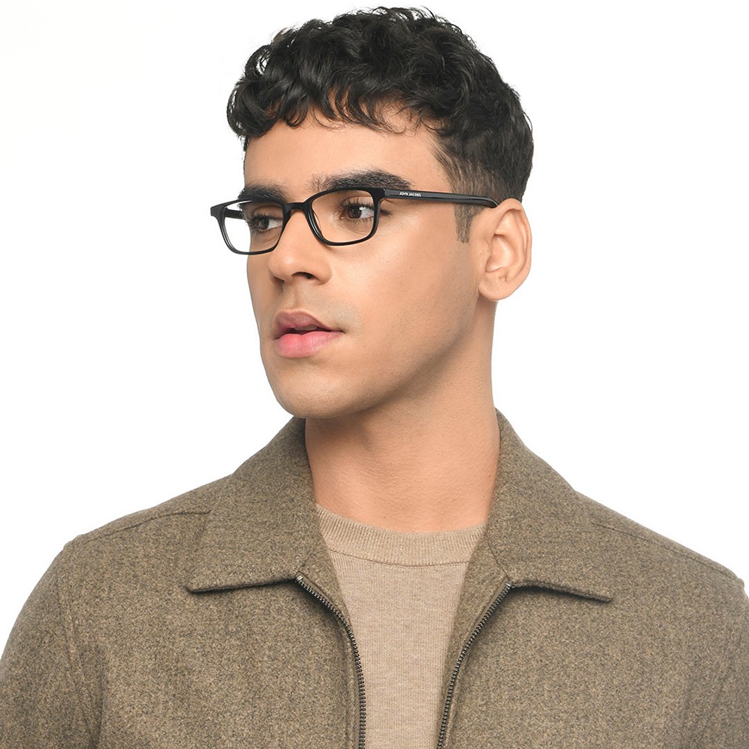 John Jacobs Black Full Rim Rectangle left side