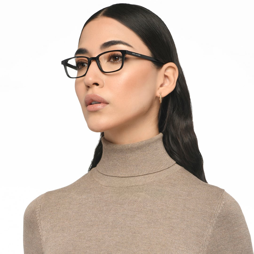 John Jacobs Black Full Rim Rectangle left side