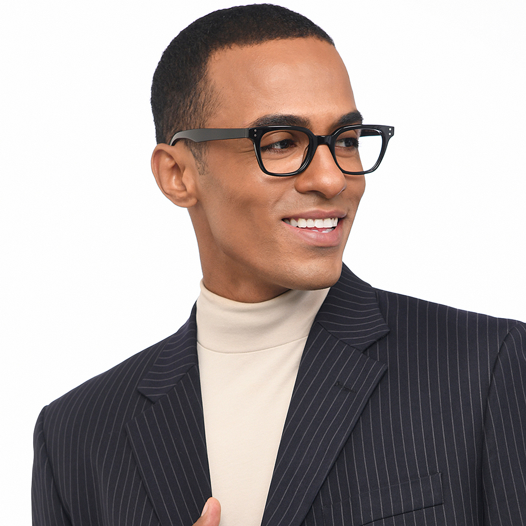 John Jacobs Black Full Rim Rectangle right side