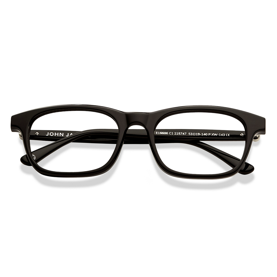 John Jacobs Black Full Rim Rectangle left side