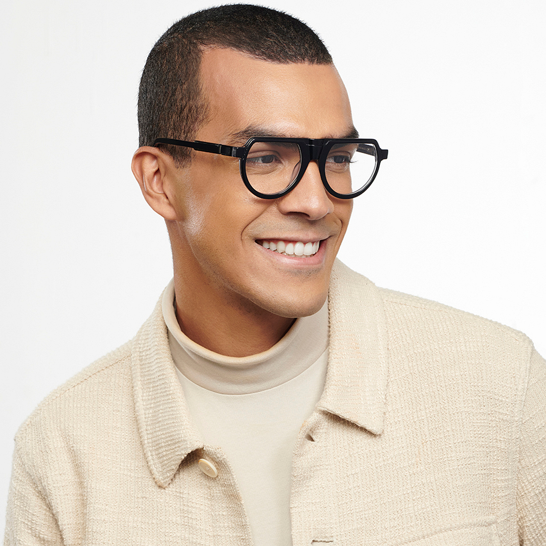 John Jacobs Online Black Full Rim Aviator right side