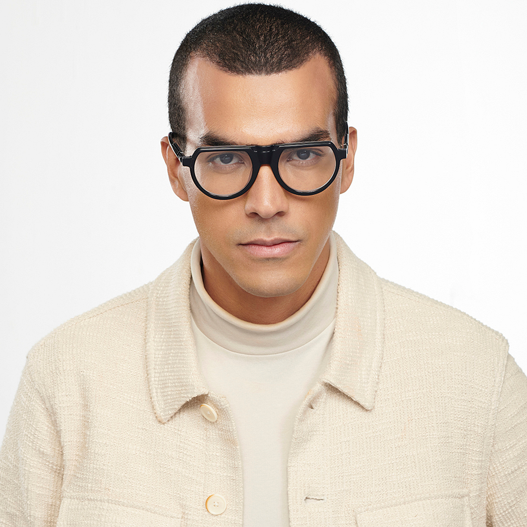 John Jacobs Online Black Full Rim Aviator left side