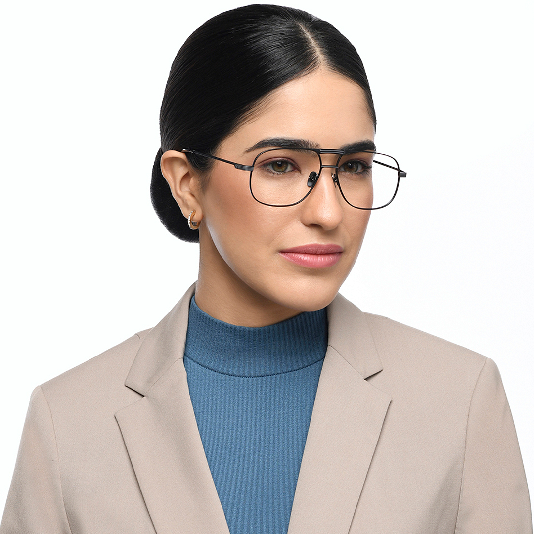 John Jacobs Online Black Full Rim Aviator right side