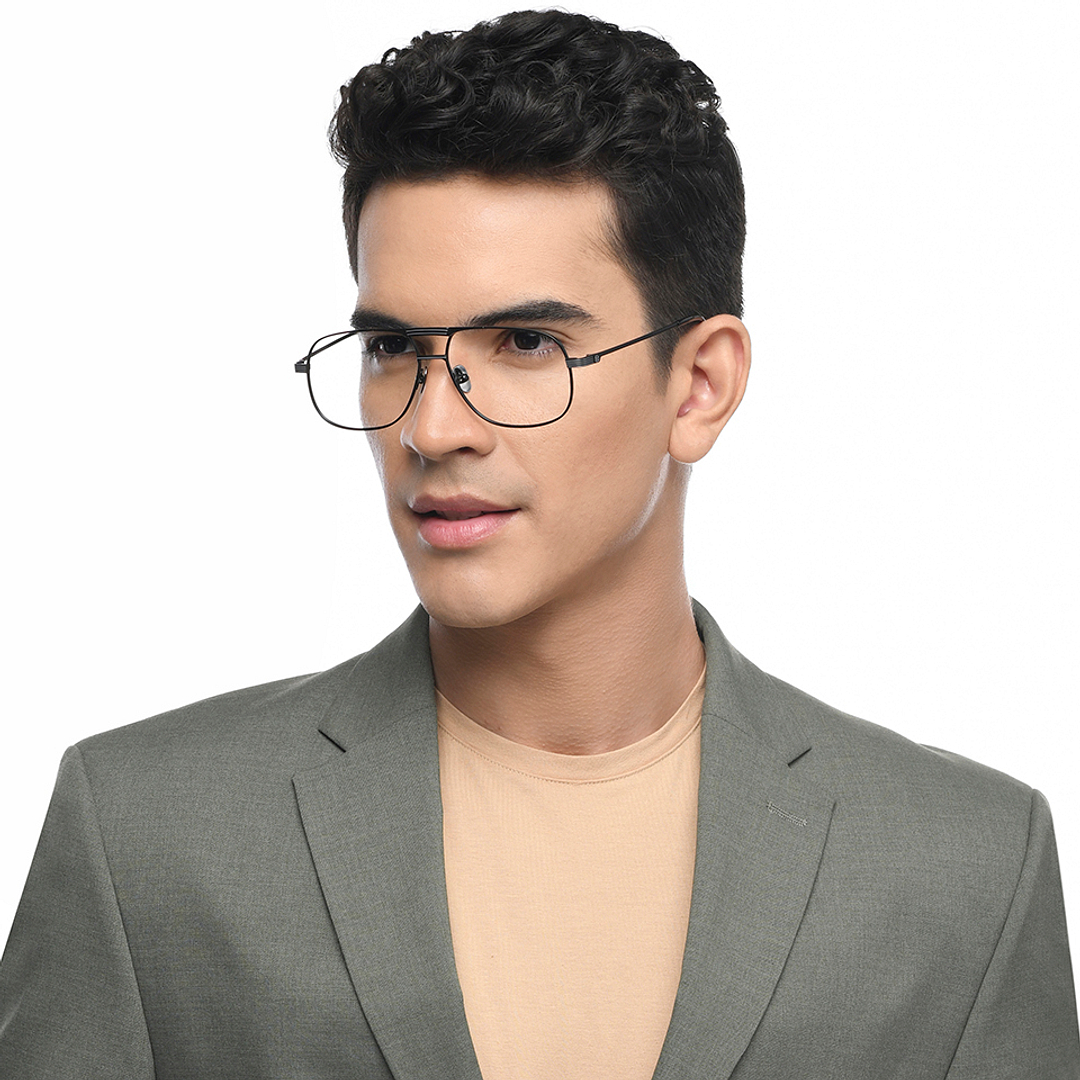 John Jacobs Online Black Full Rim Aviator left side