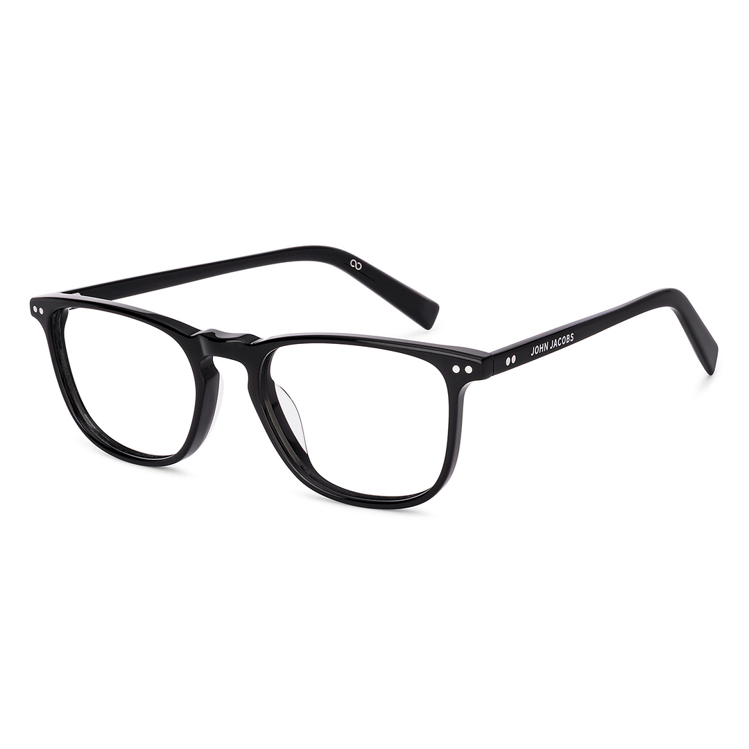 John Jacobs Black Full Rim Rectangle left side