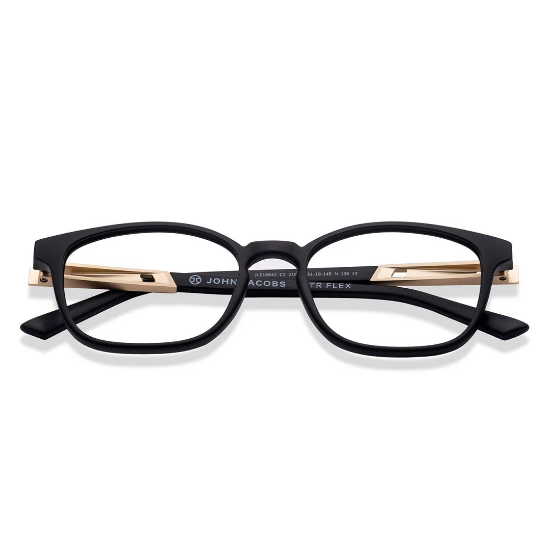 John Jacobs Black Full Rim Rectangle left side