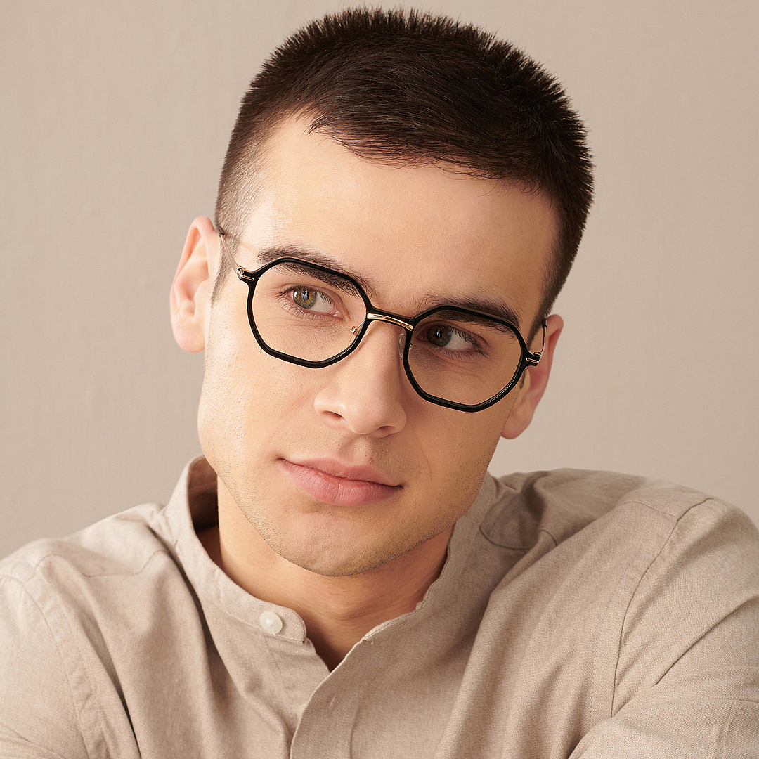 John Jacobs Online Black Full Rim Hexagonal right side