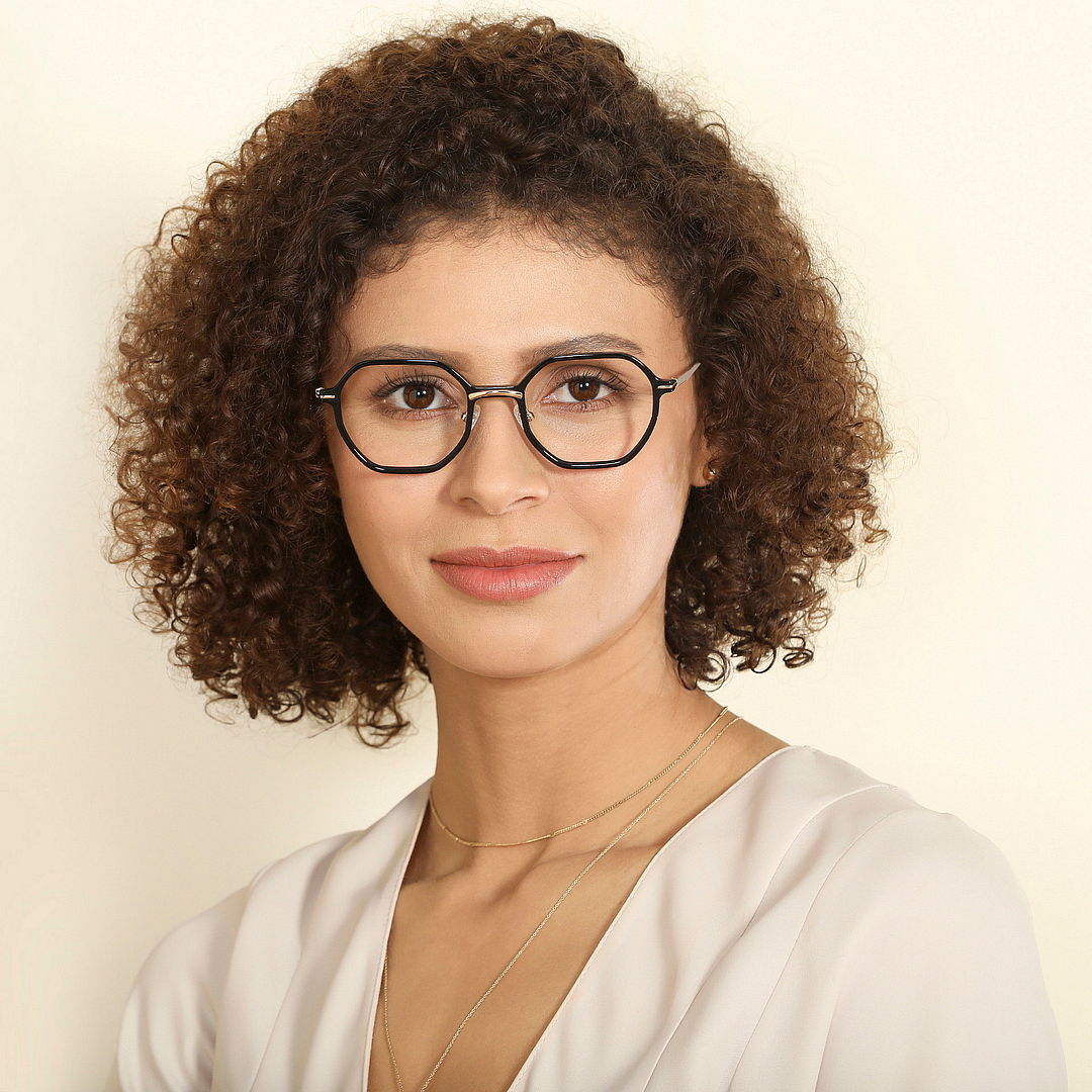 John Jacobs Online Black Full Rim Hexagonal left side