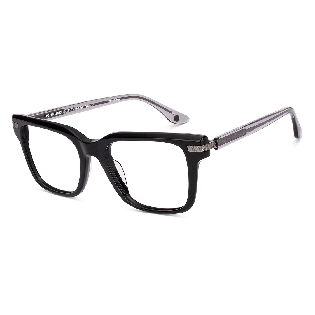 Black Gray Transparent Full Rim Square John Jacobs Stranger Things