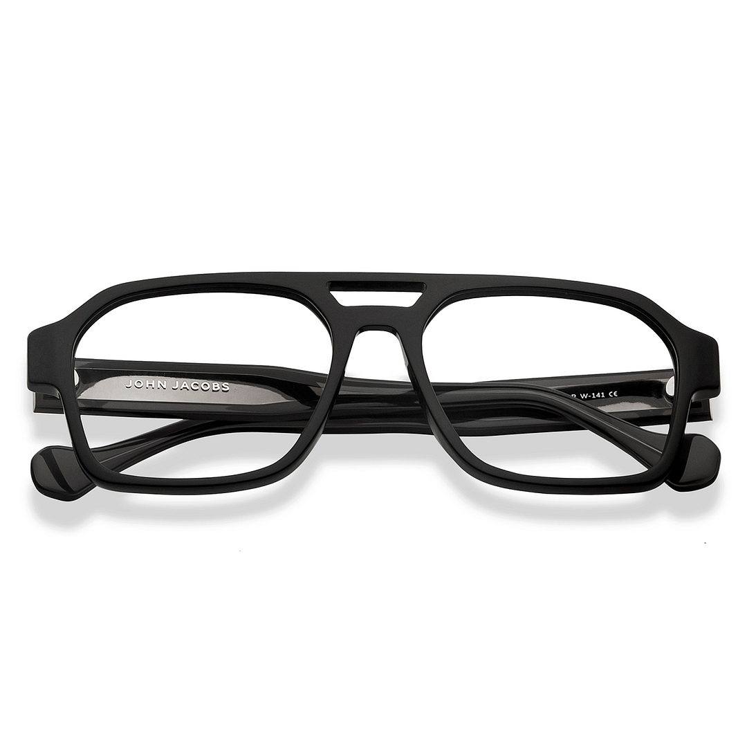 John Jacobs Black Full Rim Aviator left side