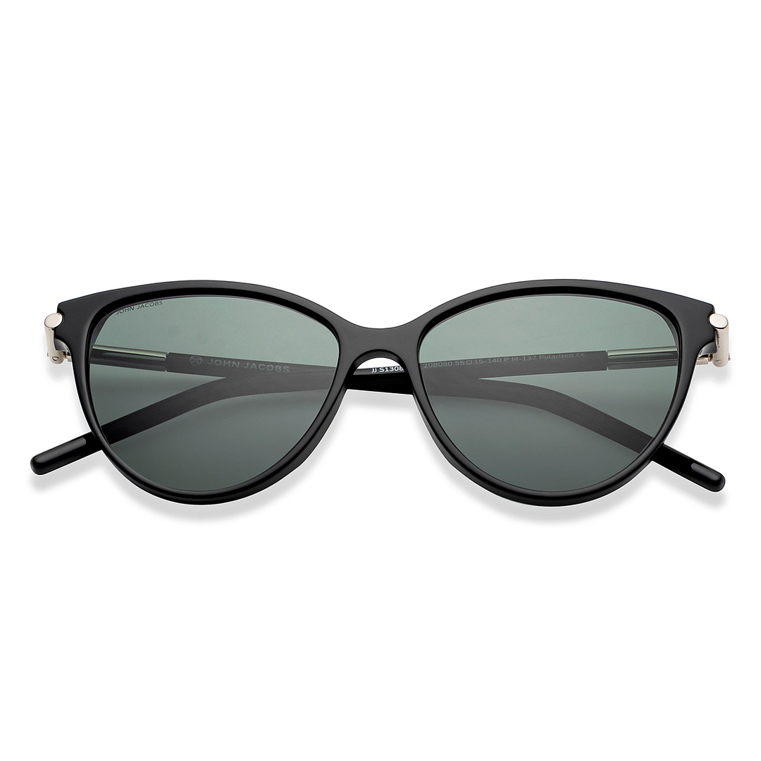 John Jacobs Black Full Rim Cat Eye left side