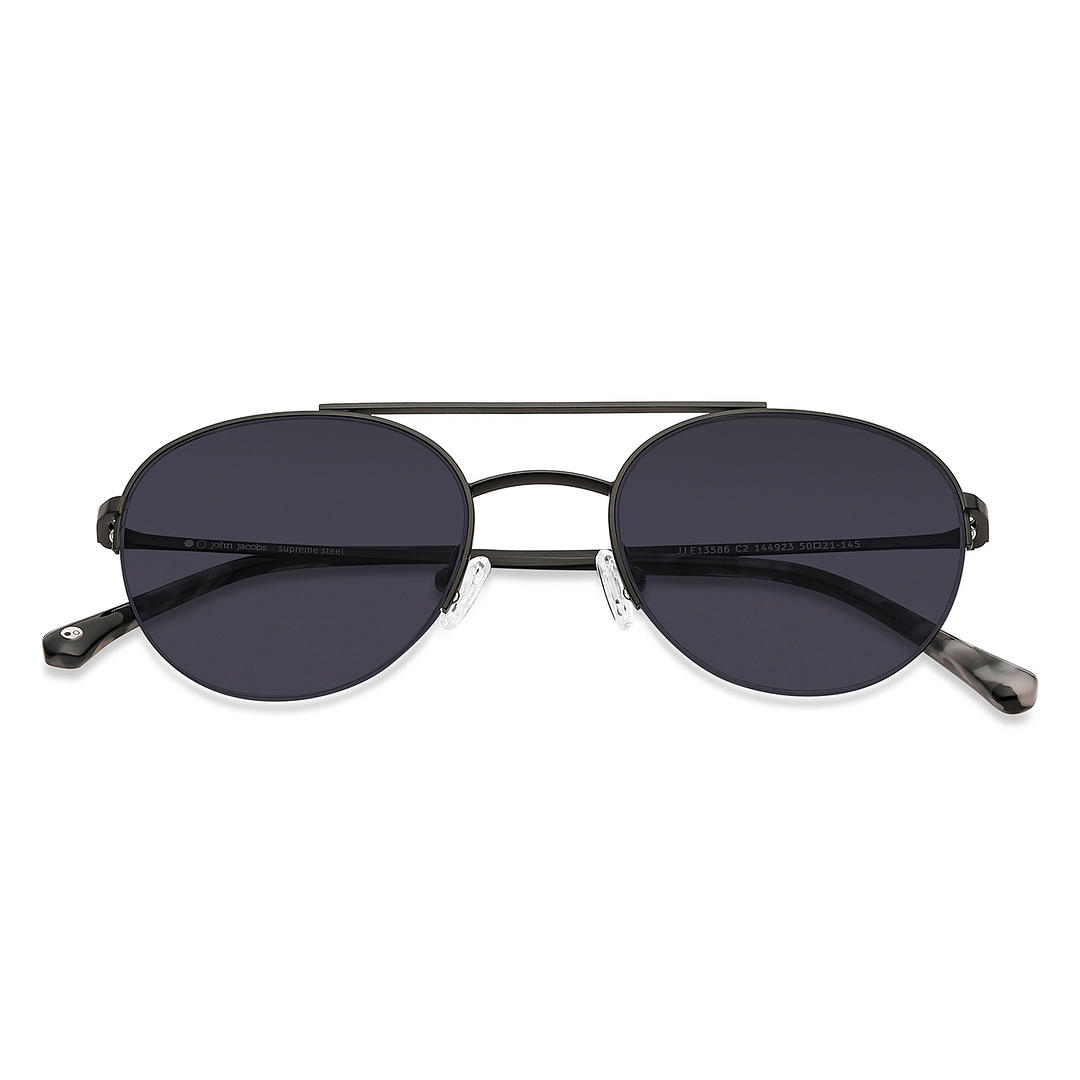 John Jacobs Online Black Half Rim Aviator left side