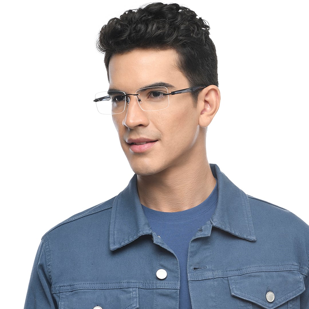 John Jacobs Black Rimless Rectangle left side