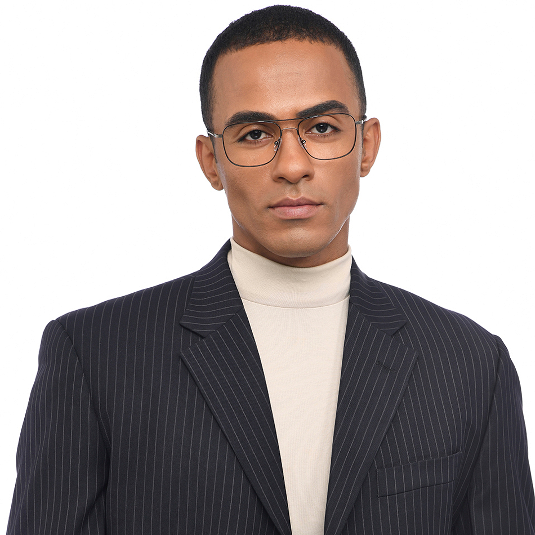 John Jacobs Dark Gunmetal Full Rim Square left side