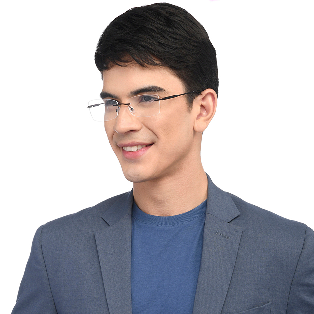 John Jacobs Online Black Rimless Rectangle left side