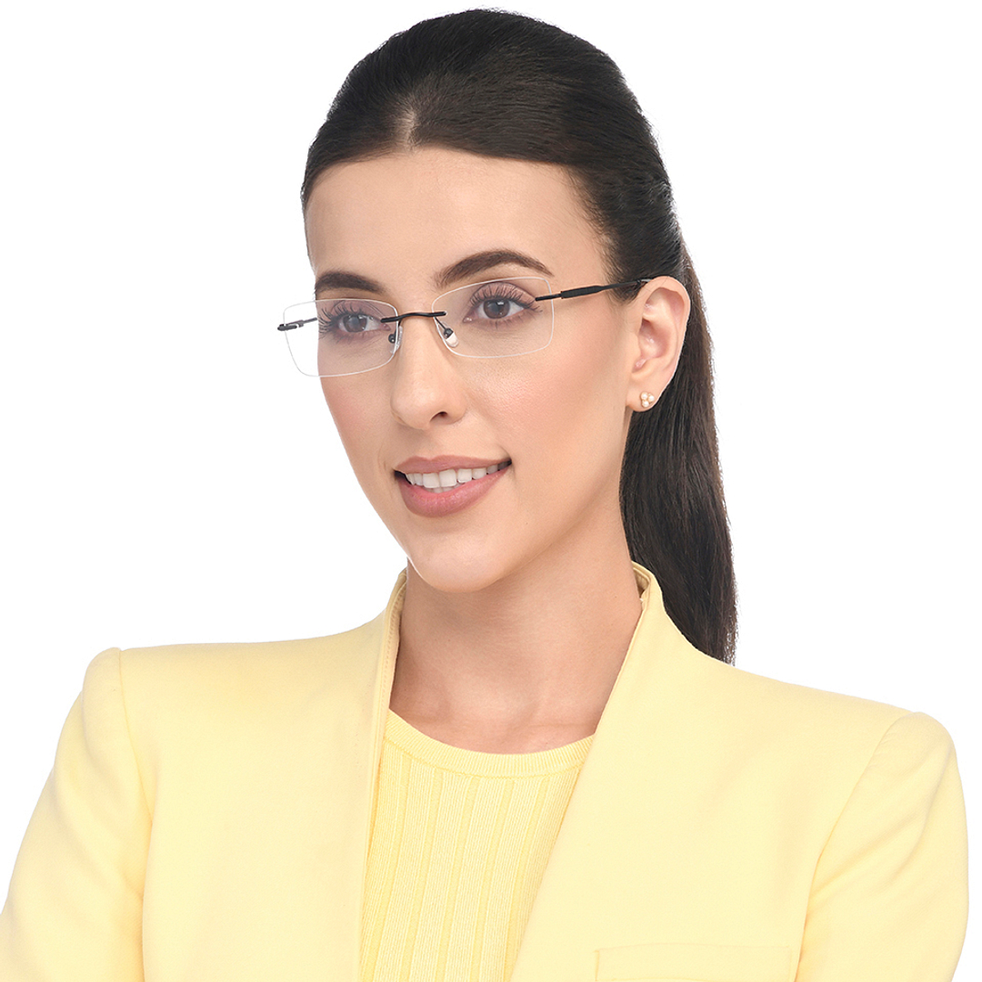 John Jacobs Online Black Rimless Rectangle left side