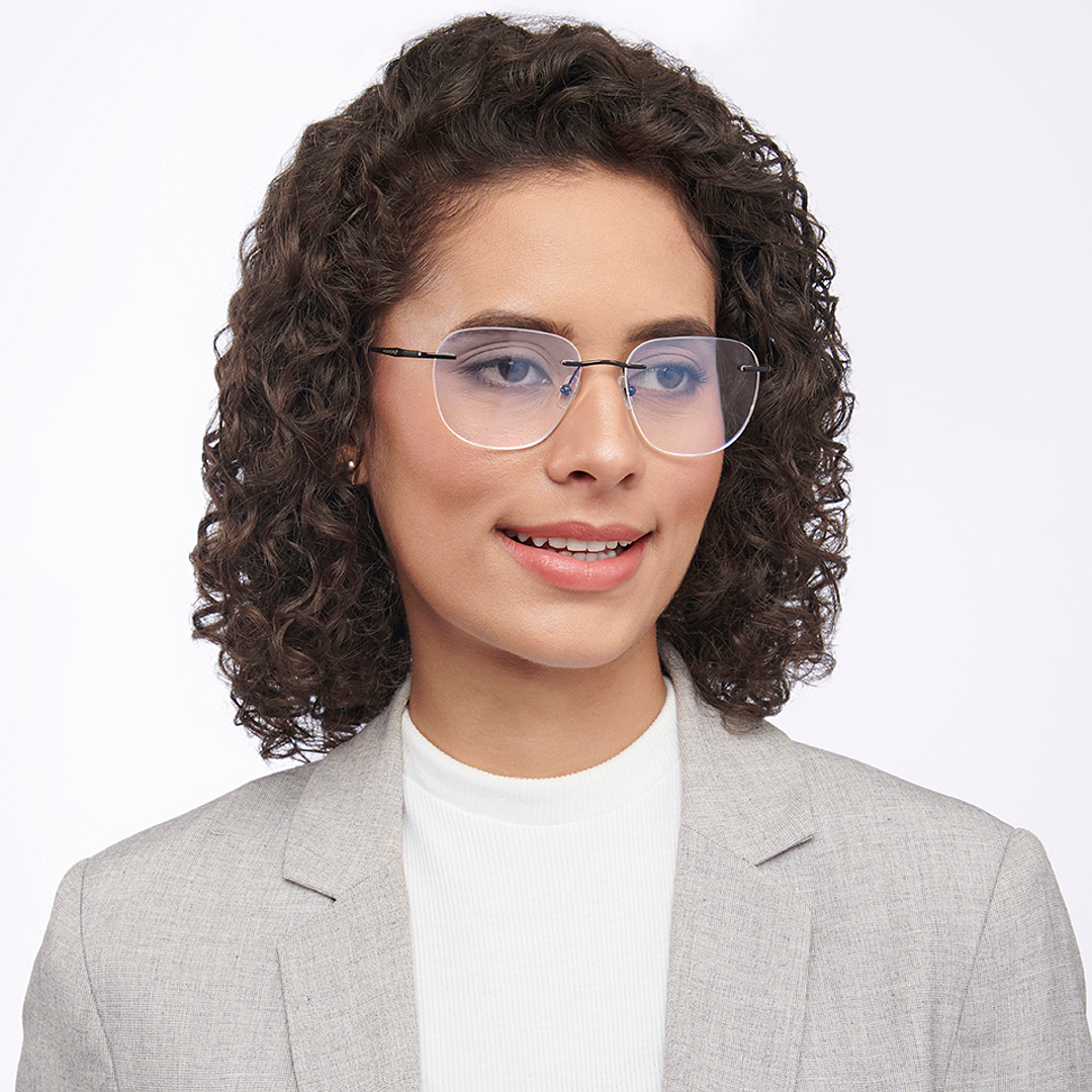 Buy Black Rimless Square John Jacobs Pro Titanium JJ E12634 -C1