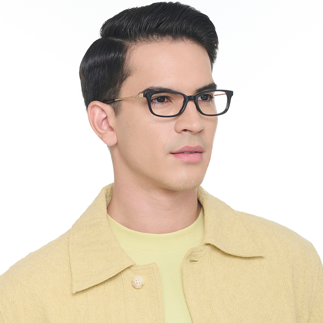 John Jacobs Black Full Rim Rectangle left side