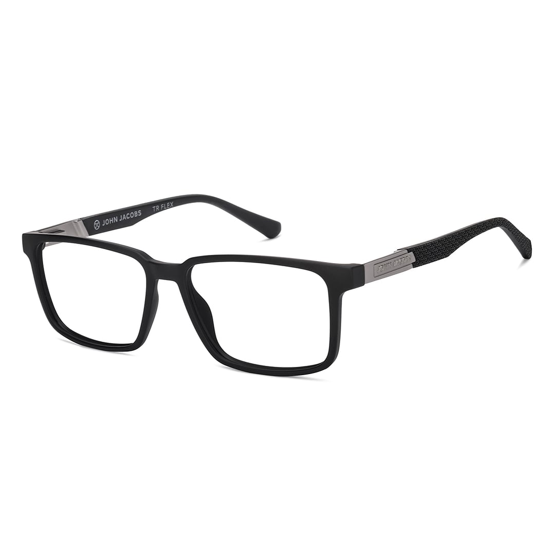 John Jacobs Black Full Rim Rectangle left side