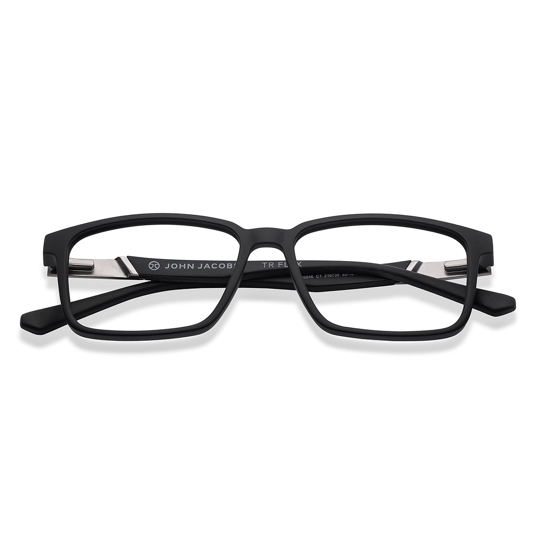 John Jacobs Black Full Rim Rectangle left side