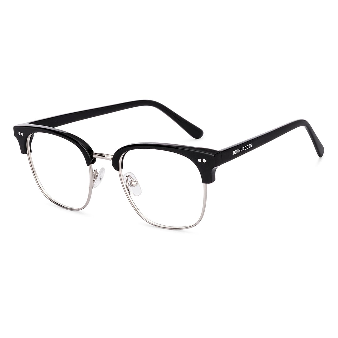 John Jacobs Dark Gunmetal Full Rim Clubmaster left side
