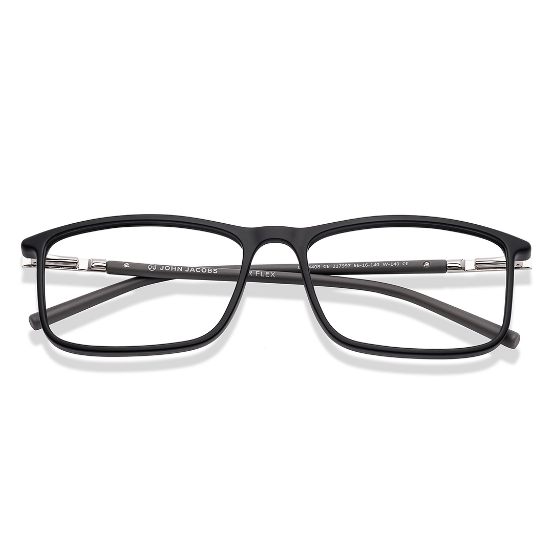 John Jacobs Black Full Rim Rectangle left side