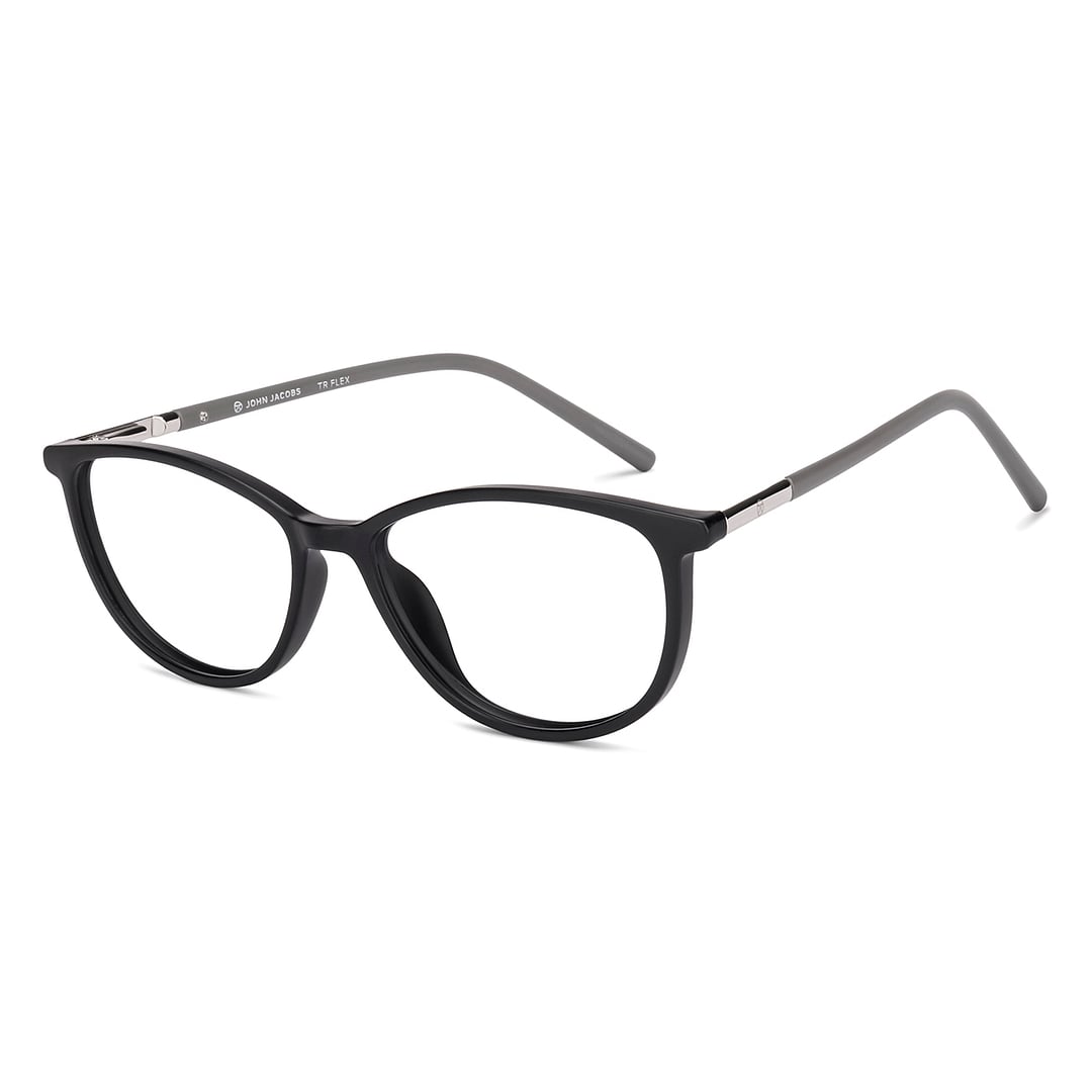 John Jacobs Black Full Rim Cat Eye left side