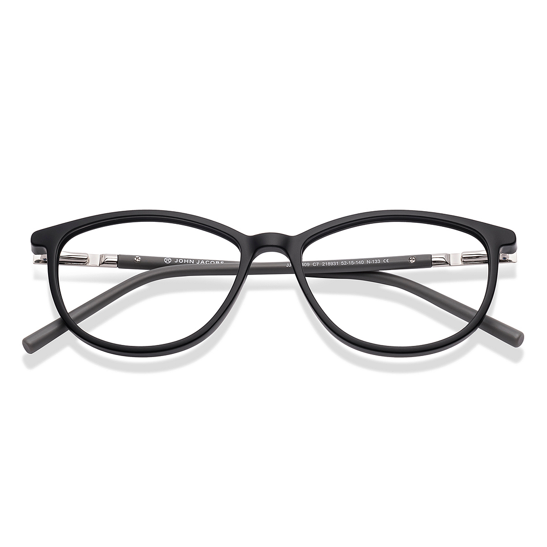 John Jacobs Black Full Rim Cat Eye left side