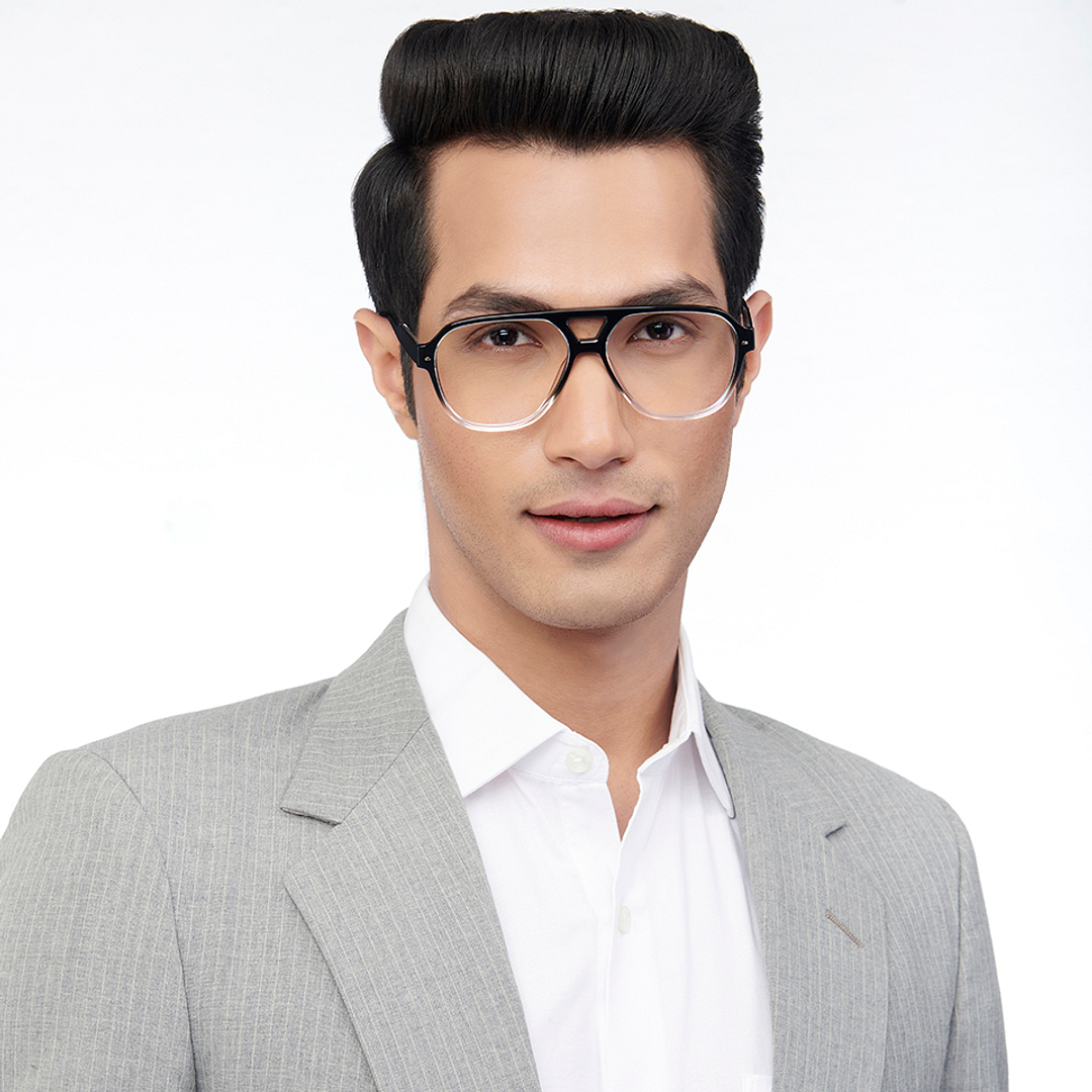 John Jacobs Black Transparent Full Rim Aviator right side