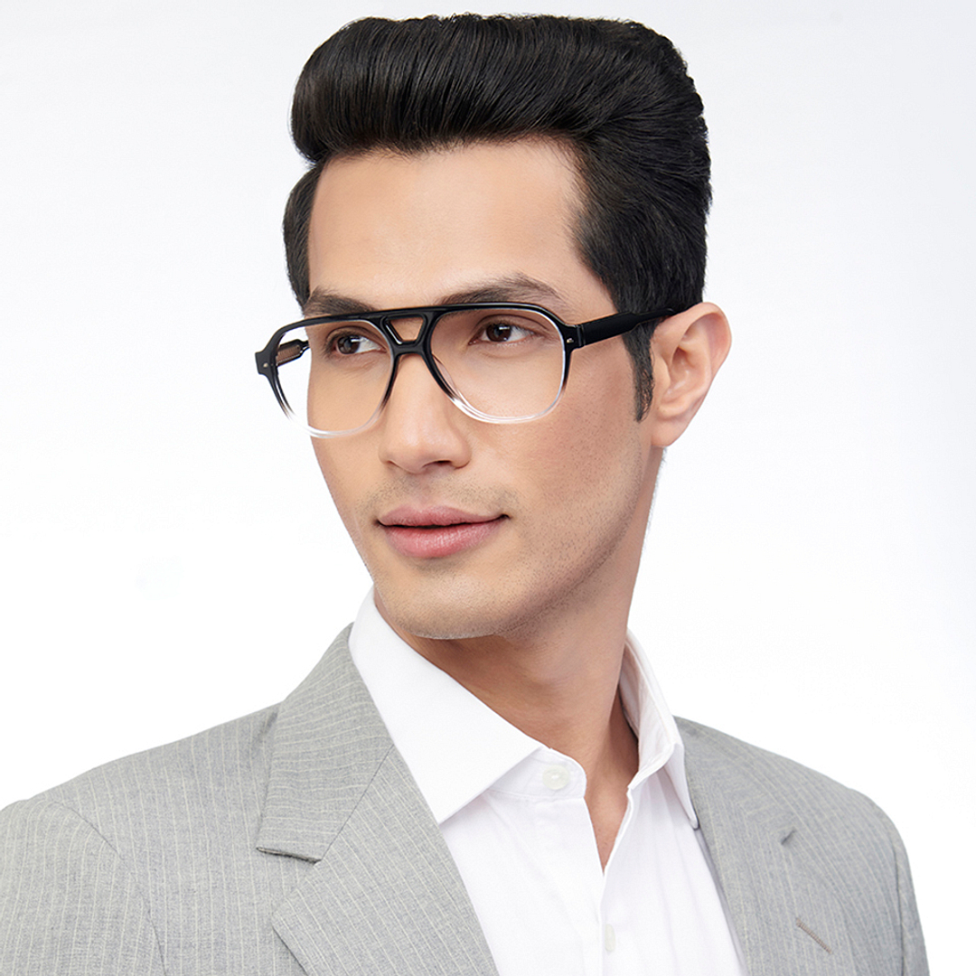 John Jacobs Black Transparent Full Rim Aviator left side