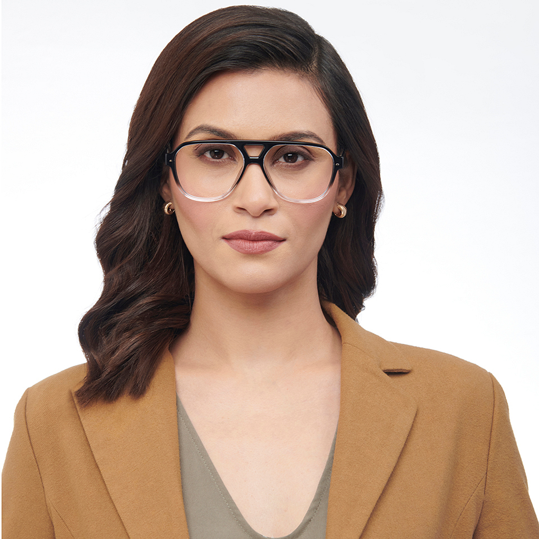 John Jacobs Black Transparent Full Rim Aviator right side