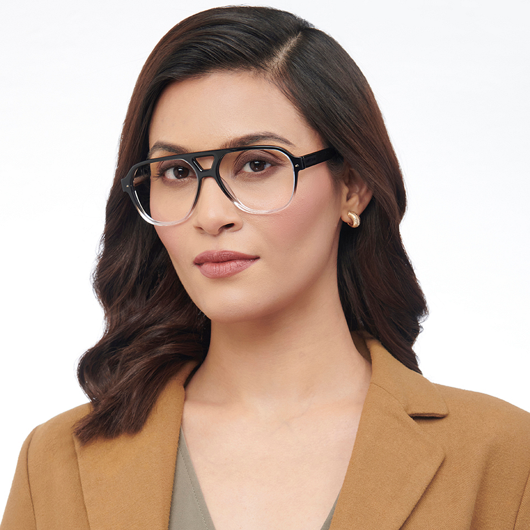 John Jacobs Black Transparent Full Rim Aviator left side