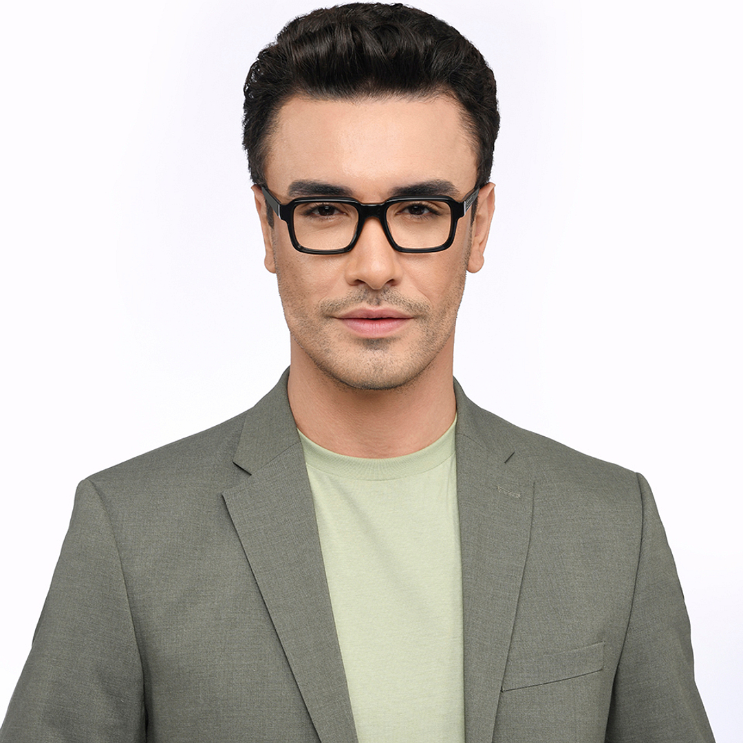 John Jacobs Black Full Rim Rectangle left side