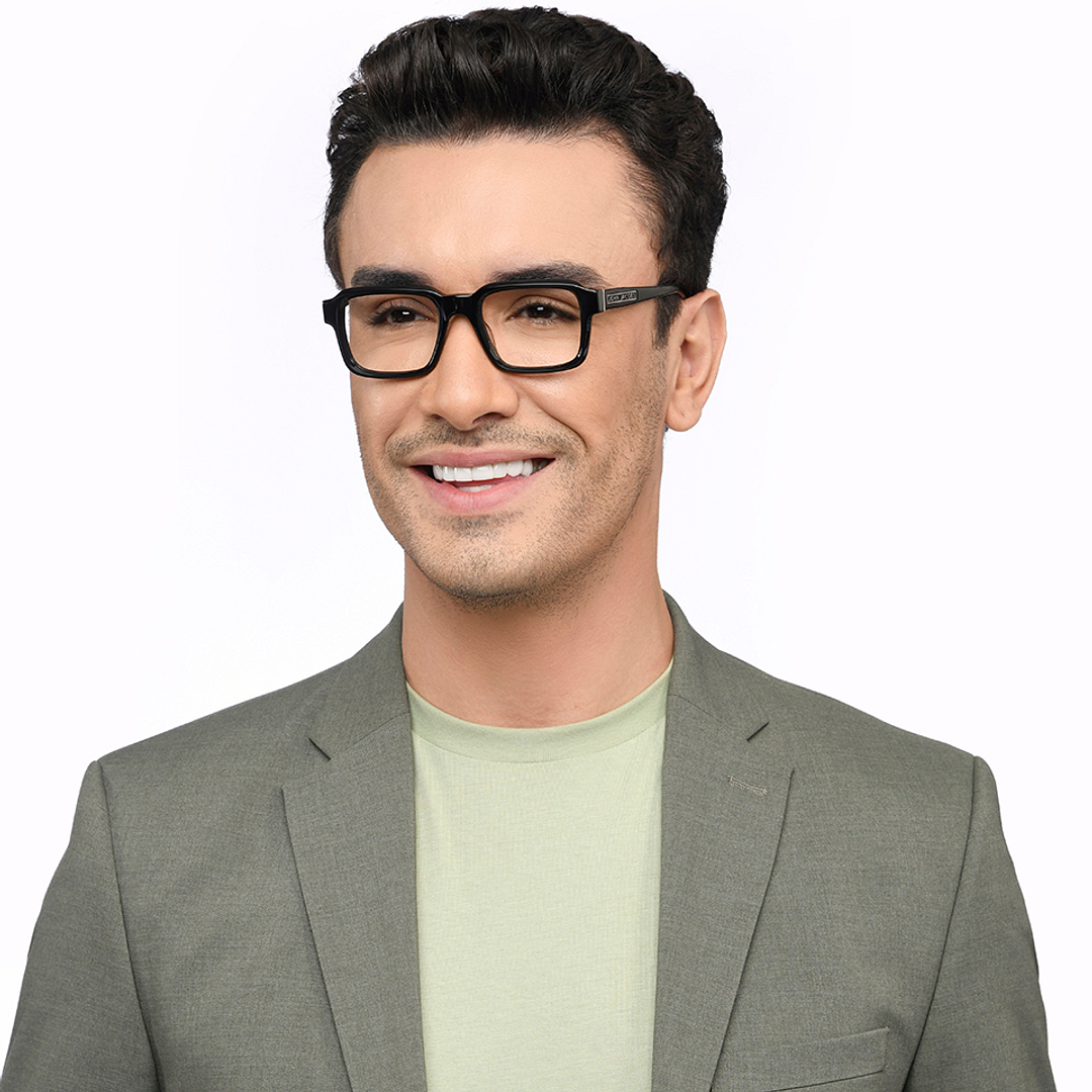 John Jacobs Black Full Rim Rectangle right side