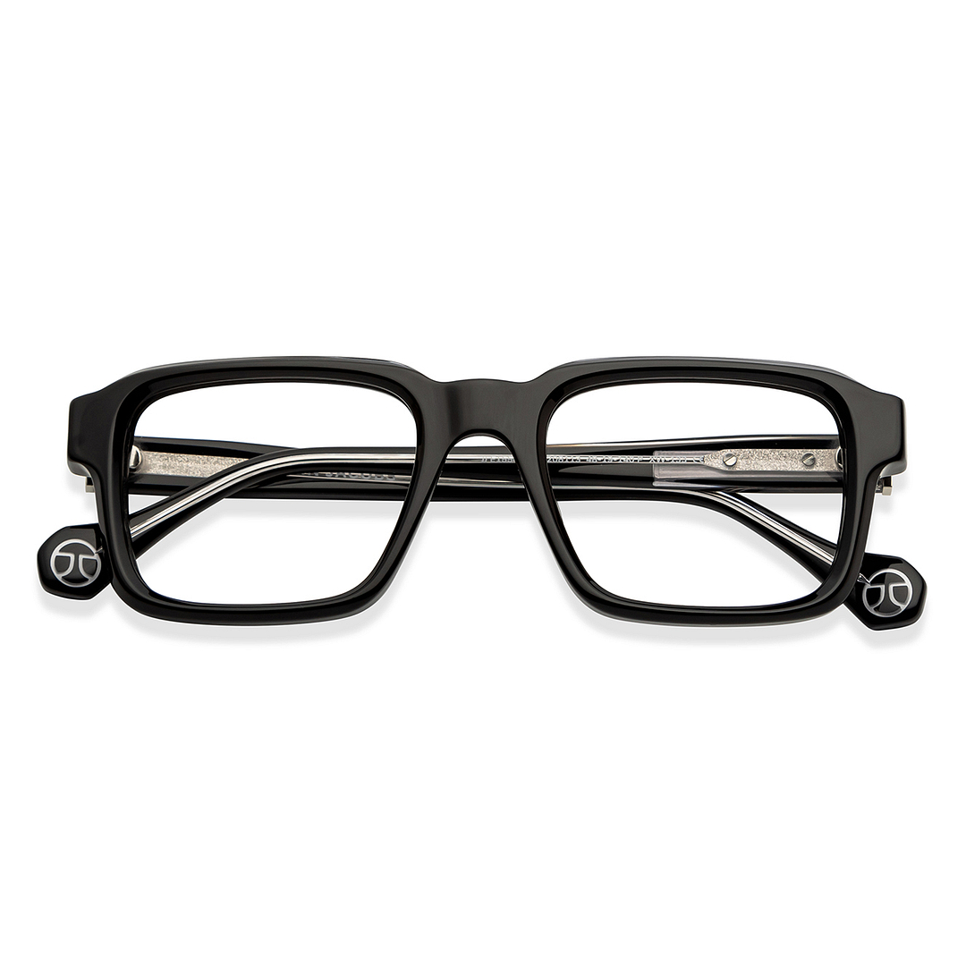 John Jacobs Black Full Rim Rectangle left side