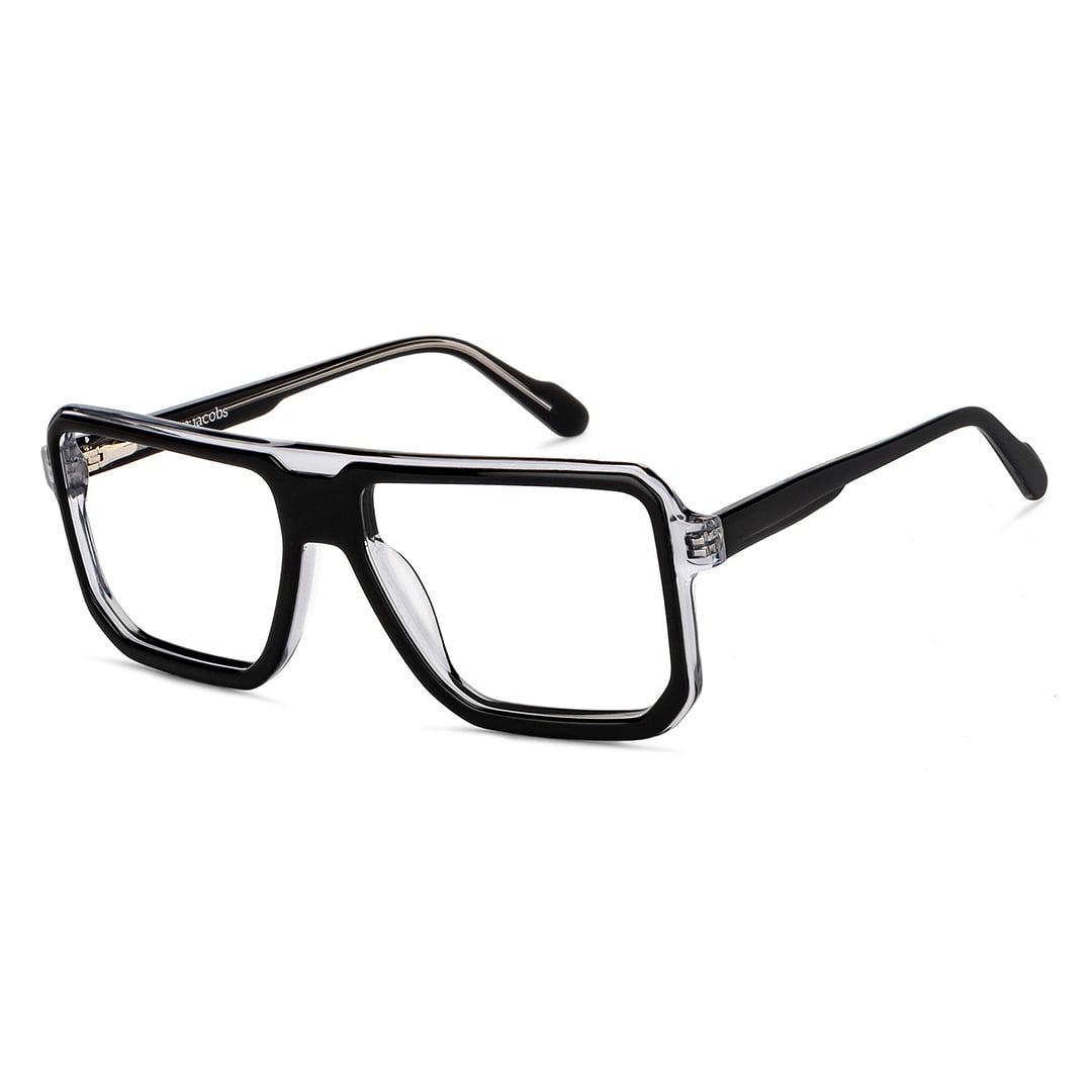 John Jacobs Black Transparent Full Rim Square right side