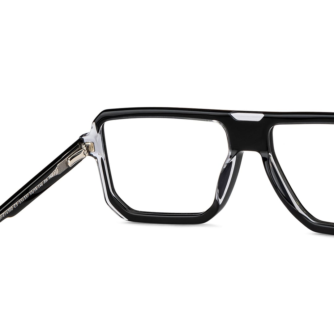 John Jacobs Black Transparent Full Rim Square right side