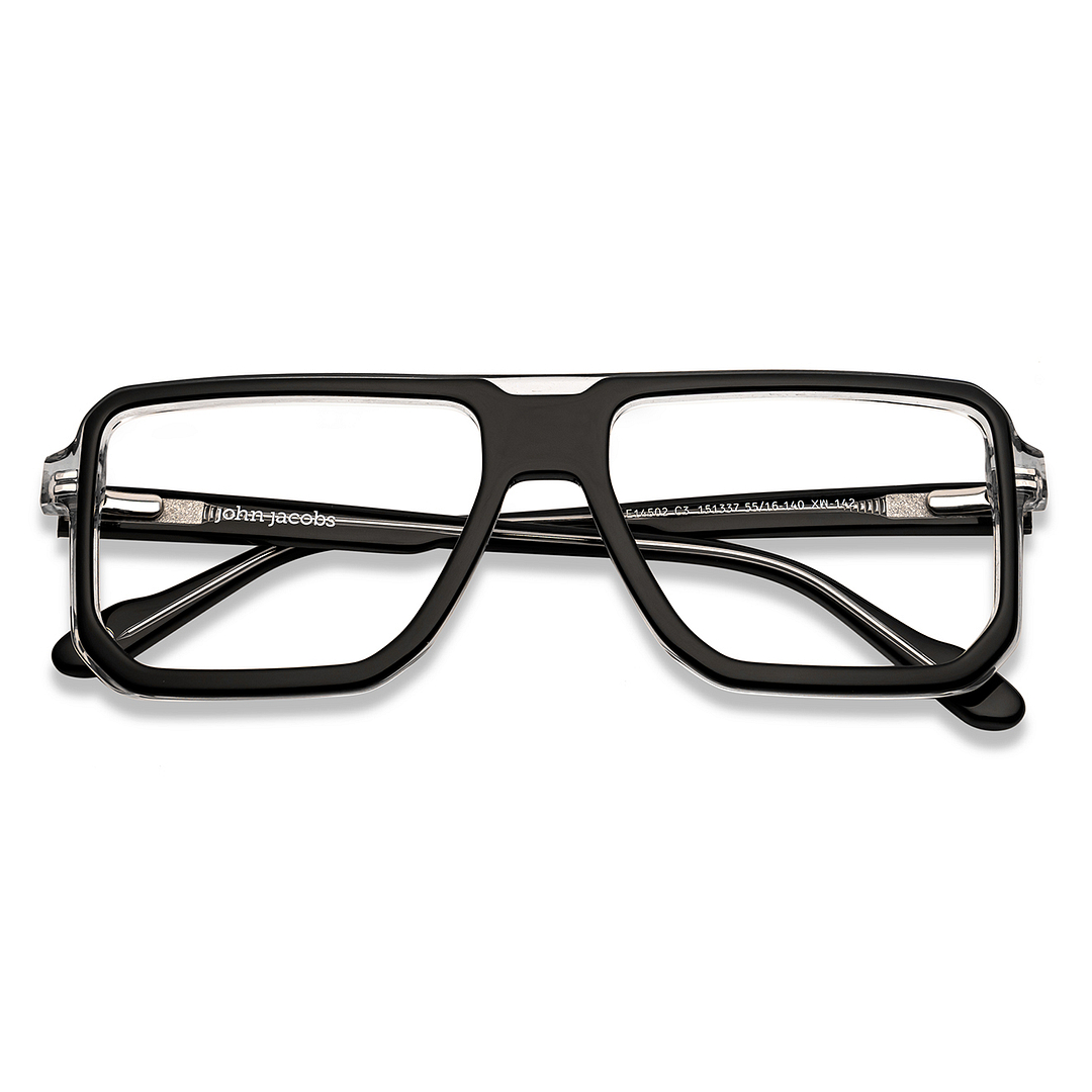 John Jacobs Black Transparent Full Rim Square left side