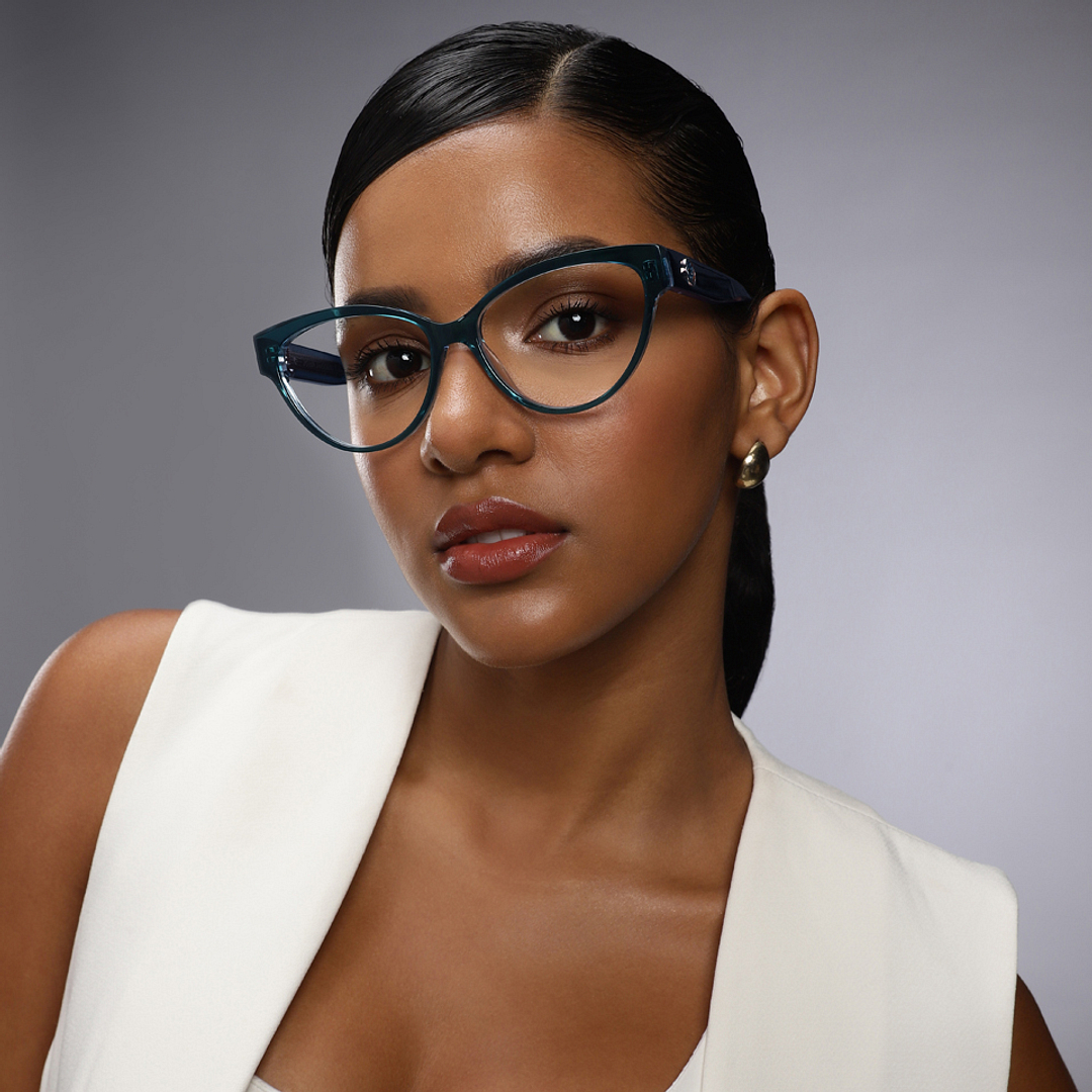 John Jacobs Green Full Rim Cat Eye left side