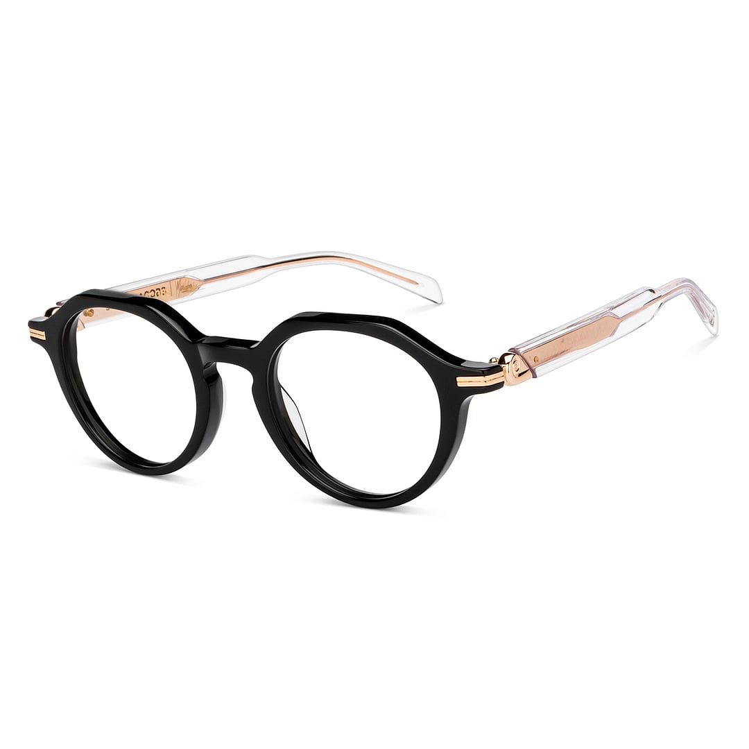 John Jacobs Screen Glasses Blue Block Phone   Computer Glasses: Gold Transparent Full Rim Round John Jacobs Computer Glasses JJ E15780-C1 right side