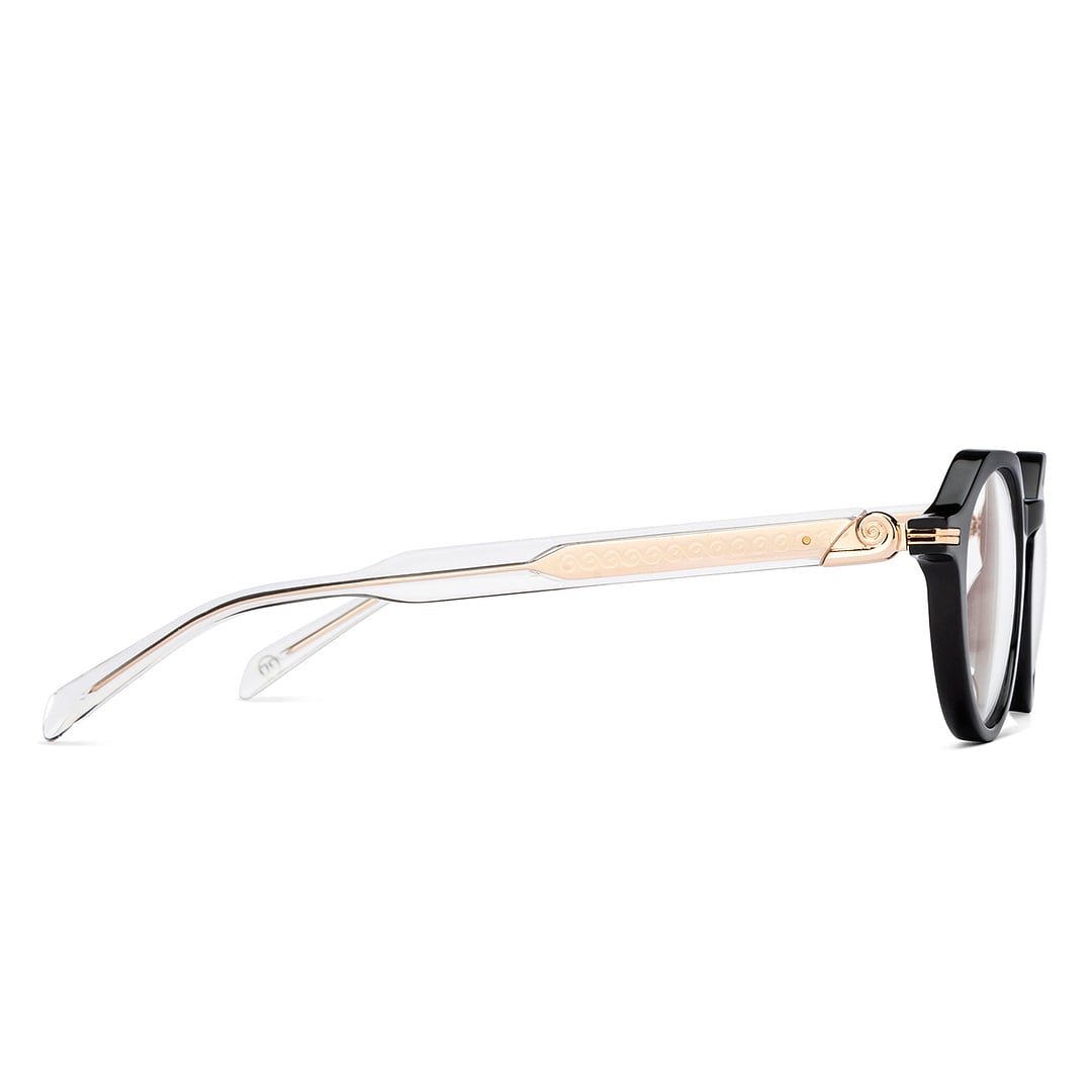 John Jacobs Screen Glasses Blue Block Phone   Computer Glasses: Gold Transparent Full Rim Round John Jacobs Computer Glasses JJ E15780-C1 right side