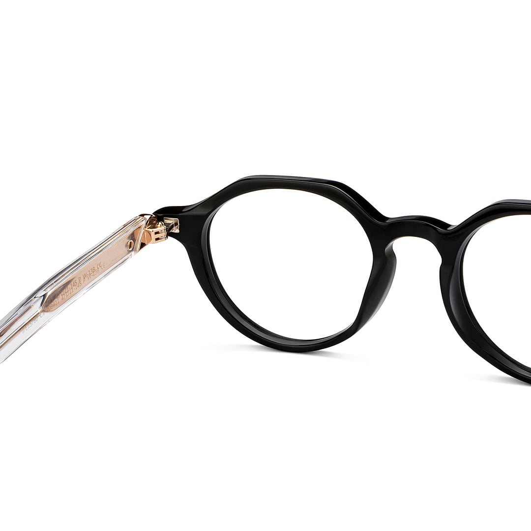 John Jacobs Screen Glasses Blue Block Phone   Computer Glasses: Gold Transparent Full Rim Round John Jacobs Computer Glasses JJ E15780-C1 left side