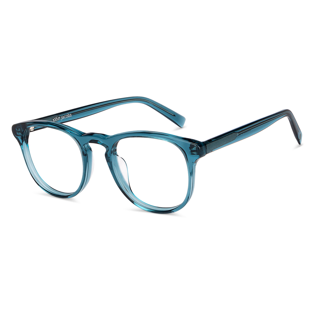 John Jacobs Online Blue Transparent Full Rim Square right side