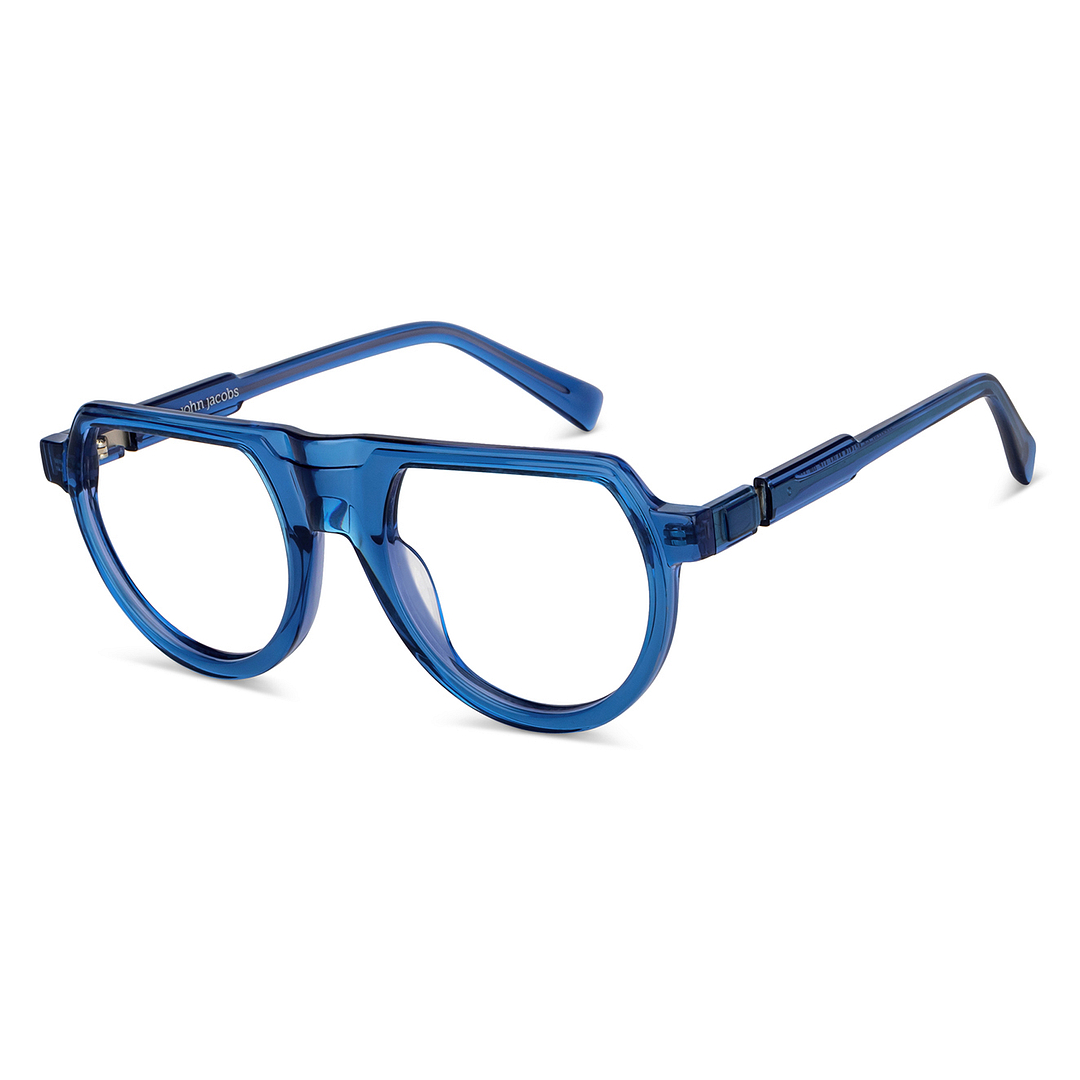John Jacobs Online Blue Transparent Full Rim Aviator right side