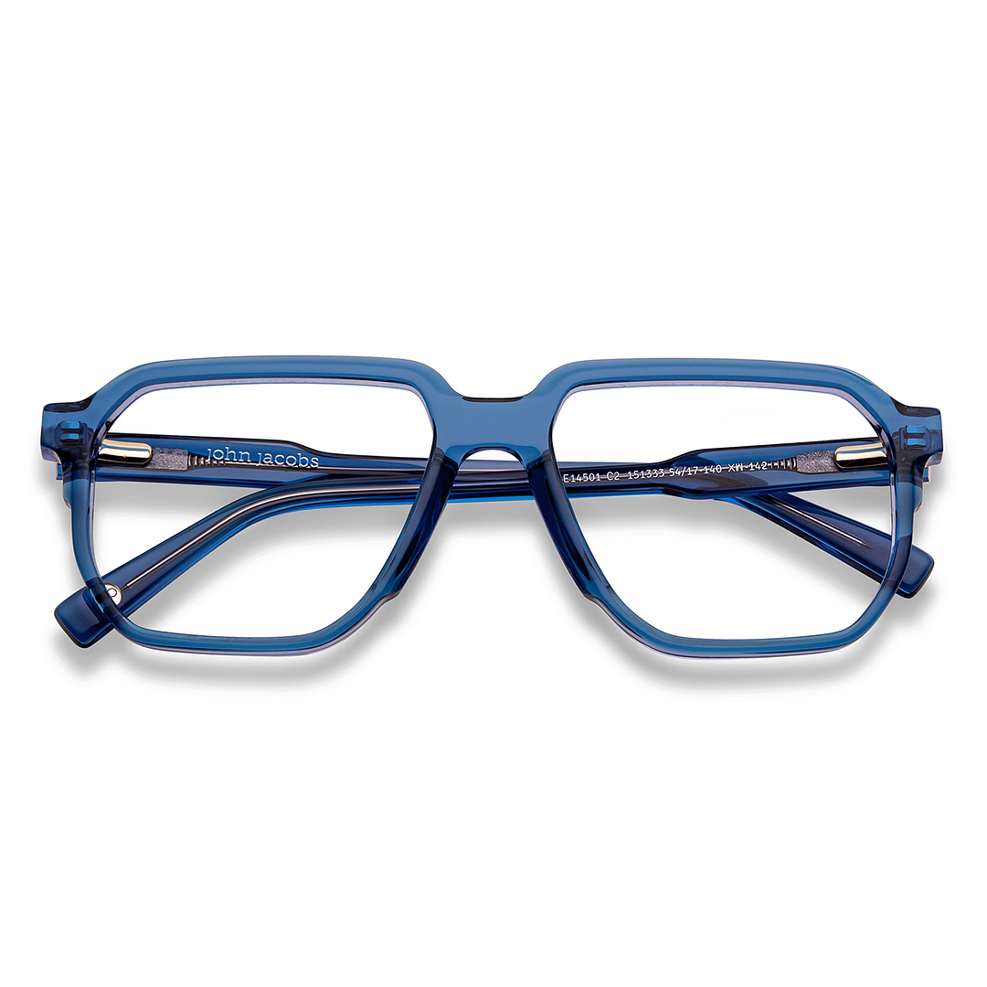 John Jacobs Blue Transparent Full Rim Square left side