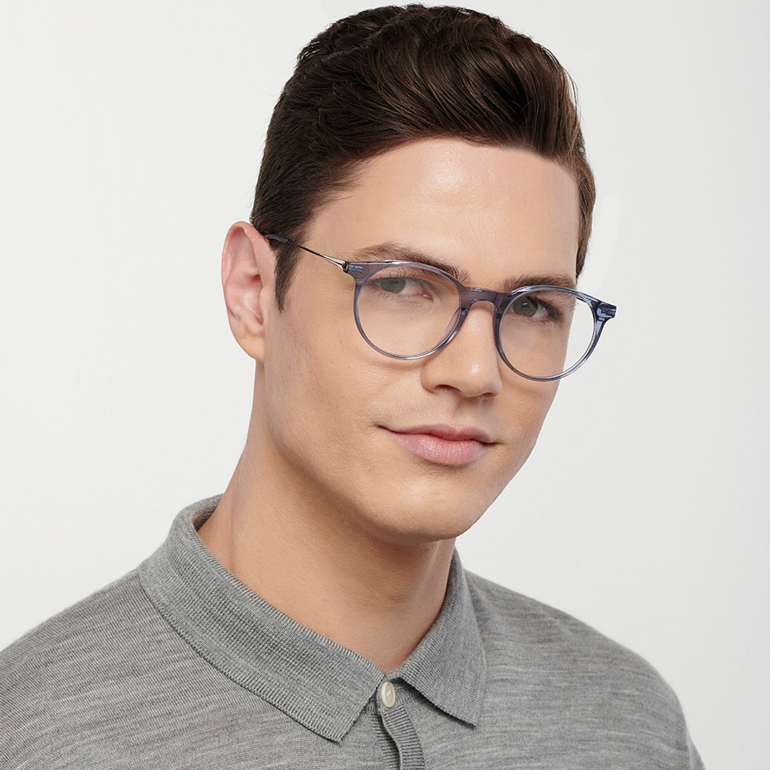 John Jacobs Online Blue Transparent Full Rim Round right side