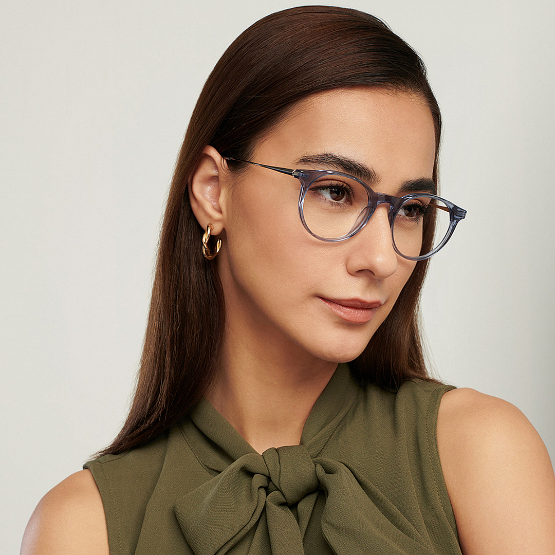 John Jacobs Online Blue Transparent Full Rim Round right side