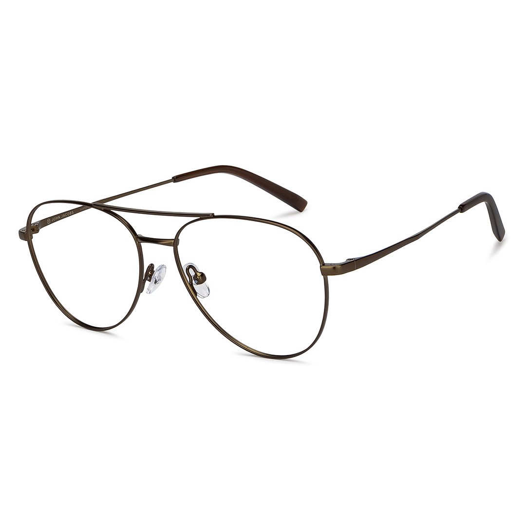 John Jacobs Online Light Brown Full Rim Aviator left side