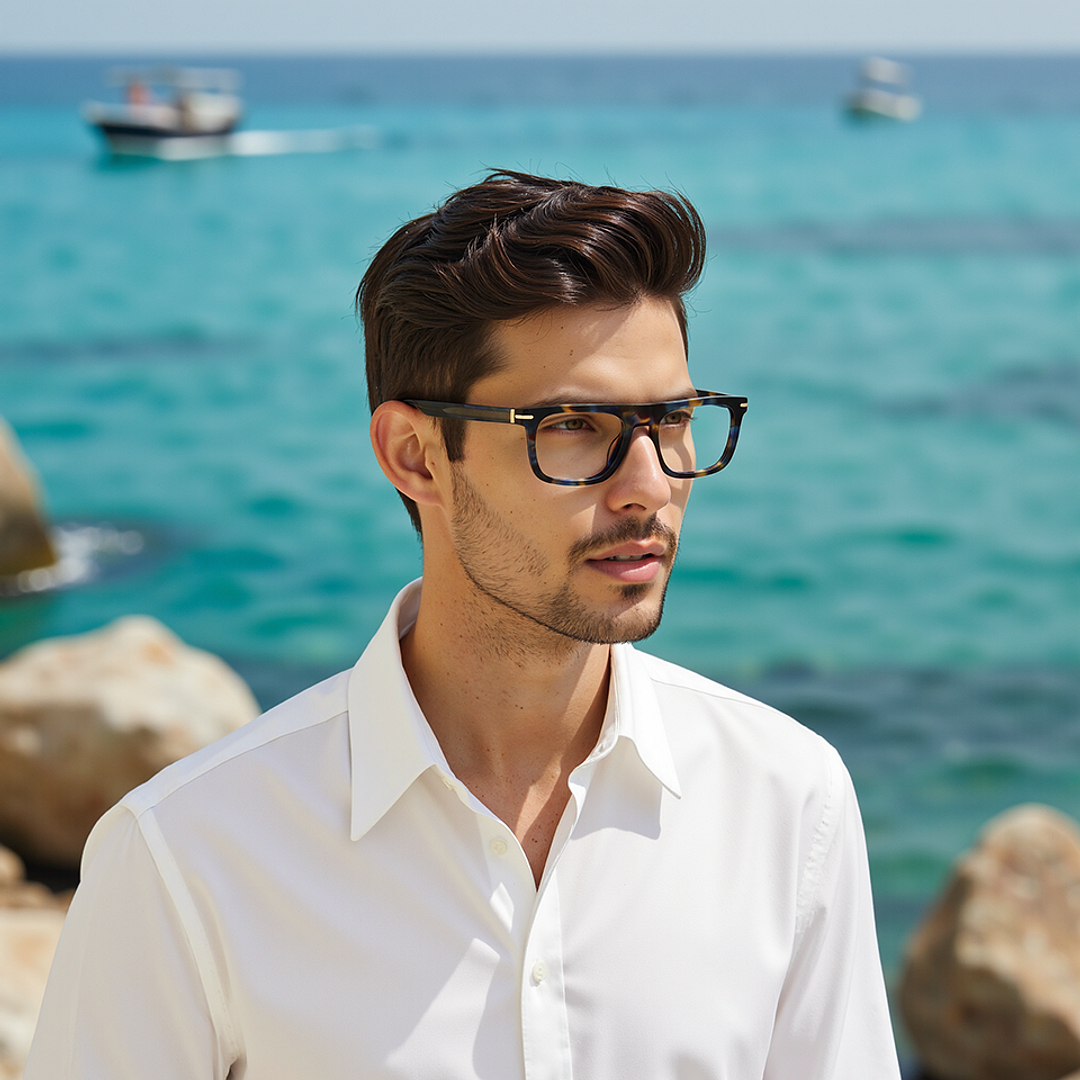 John Jacobs Brown Full Rim Square left side