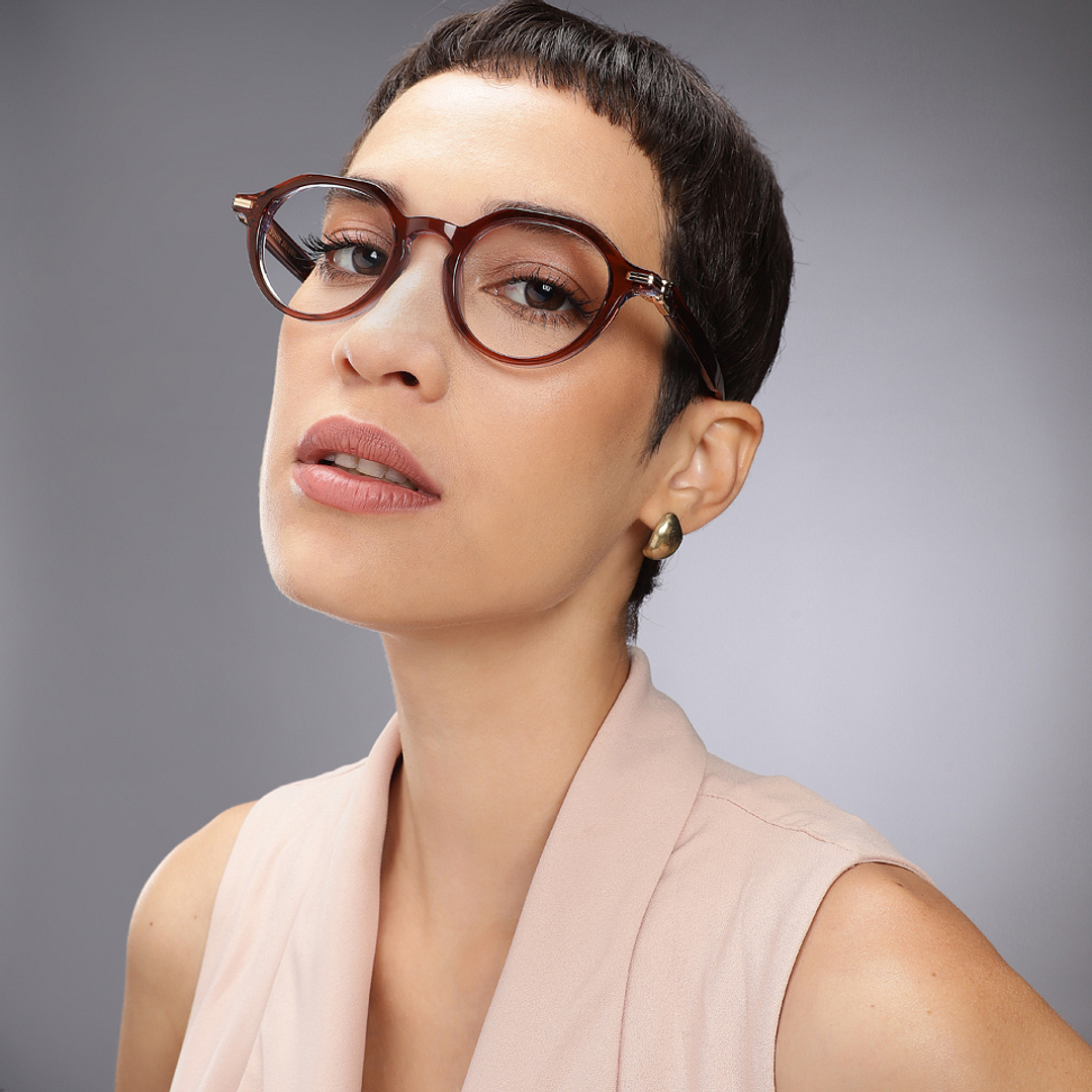 John Jacobs Light Brown Full Rim Round left side